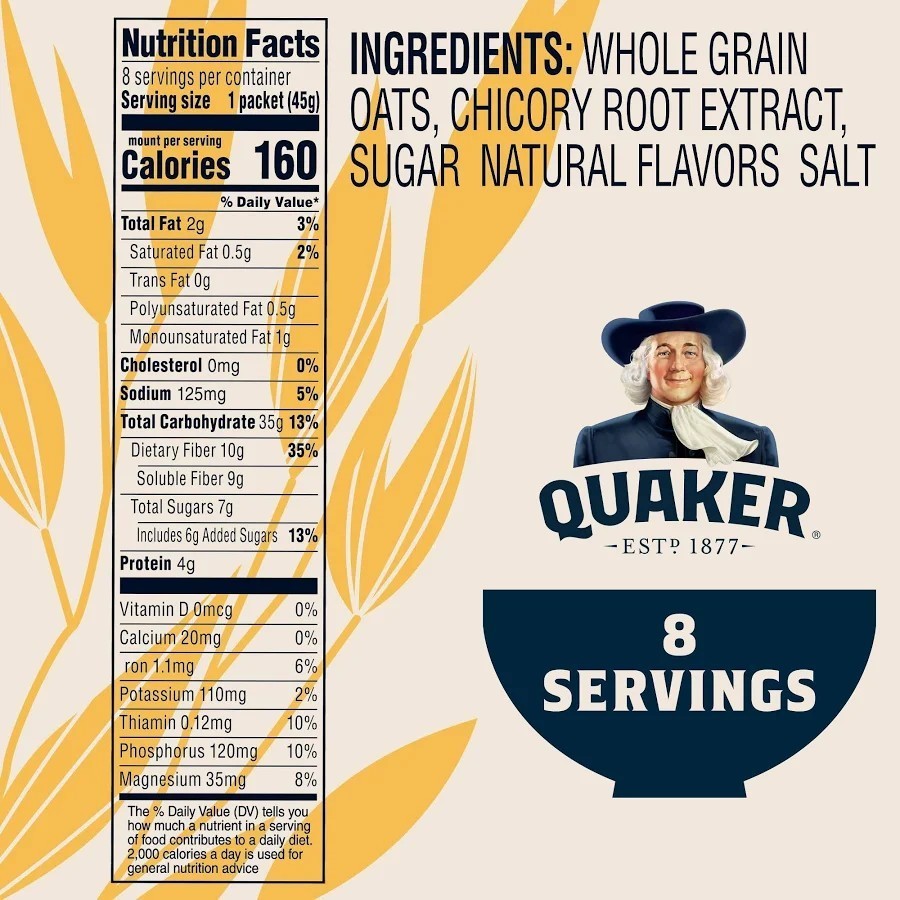 Quaker Maple & Brown Sugar Protein Instant Oatmeal – 12.6 oz Box – 5 PACK