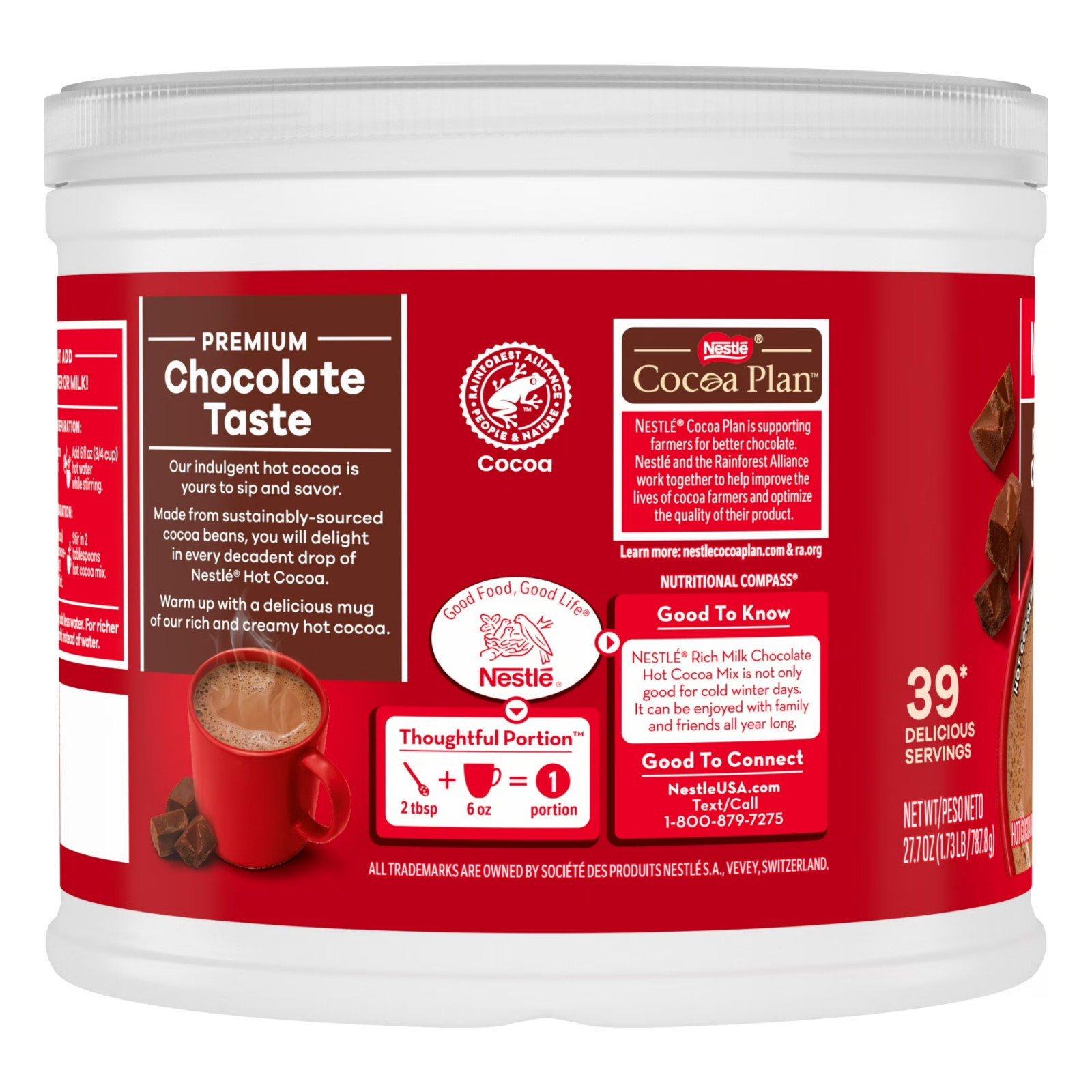 (2 PACK) Nestle Hot Cocoa Rich Milk Chocolate Flavored Mix Powder, 27.7 oz, Can