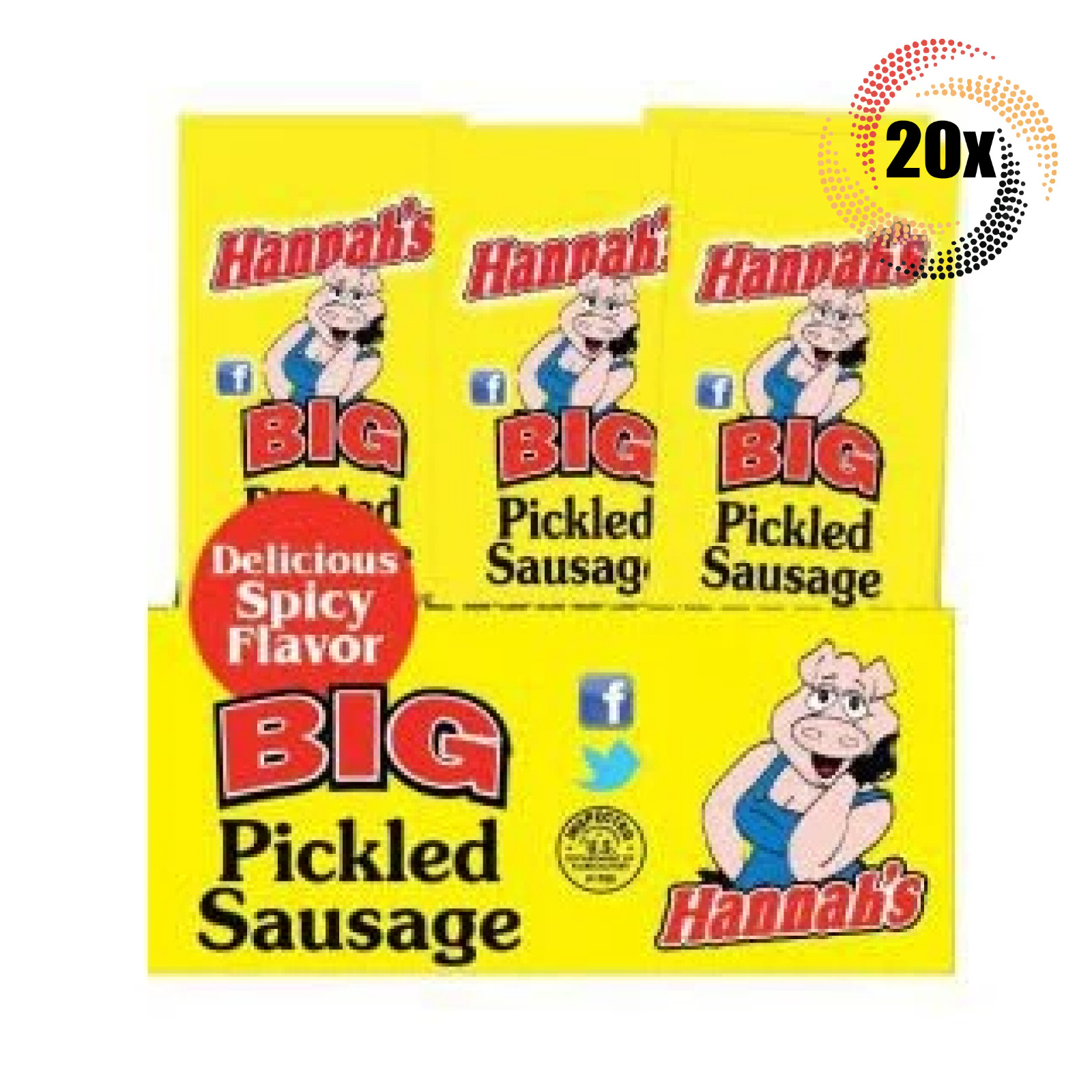 Full Box 20x Sausages Hannah’s Big Pickled Sausage | 1.7oz | Chicken Beef & Pork