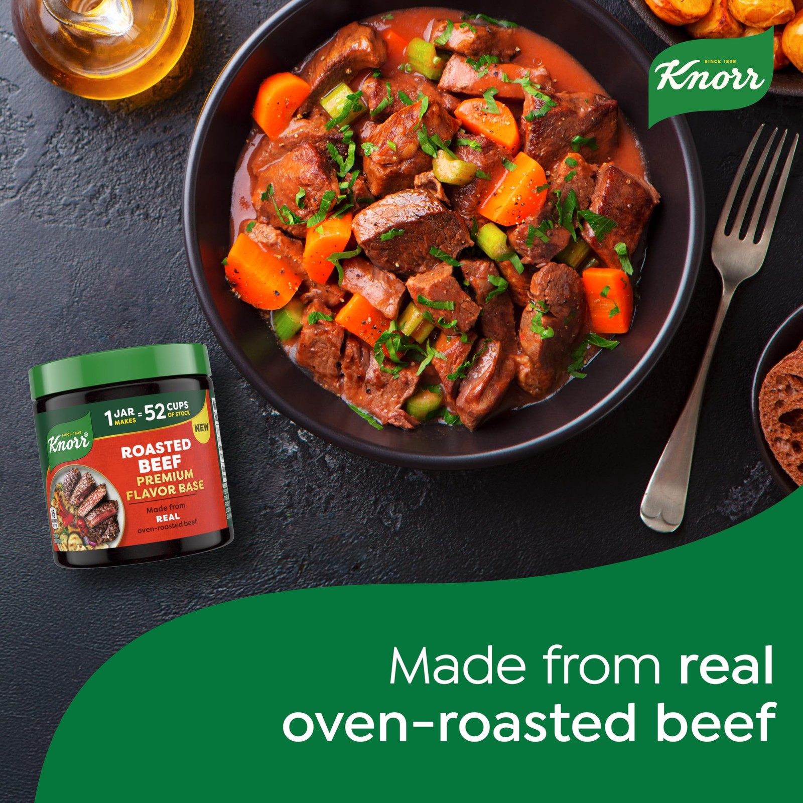 Knorr Premium Flavor Base Roasted Beef Versatile & Easy to Use 11 OZ, Green