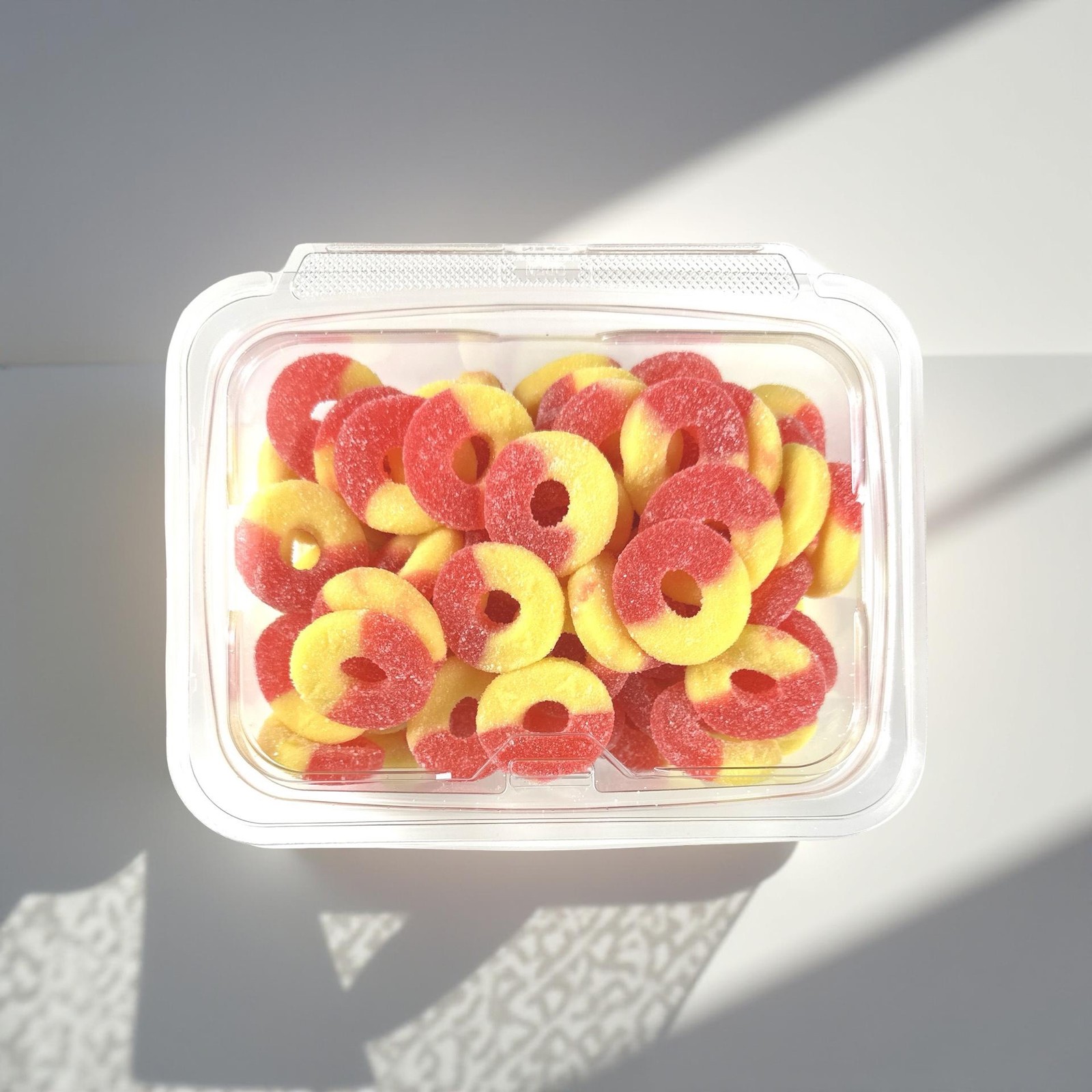 Fruity Flavorful Nostalgic Gummy Rings Candy Featuring 1lb. Apple, Peach, Waterm