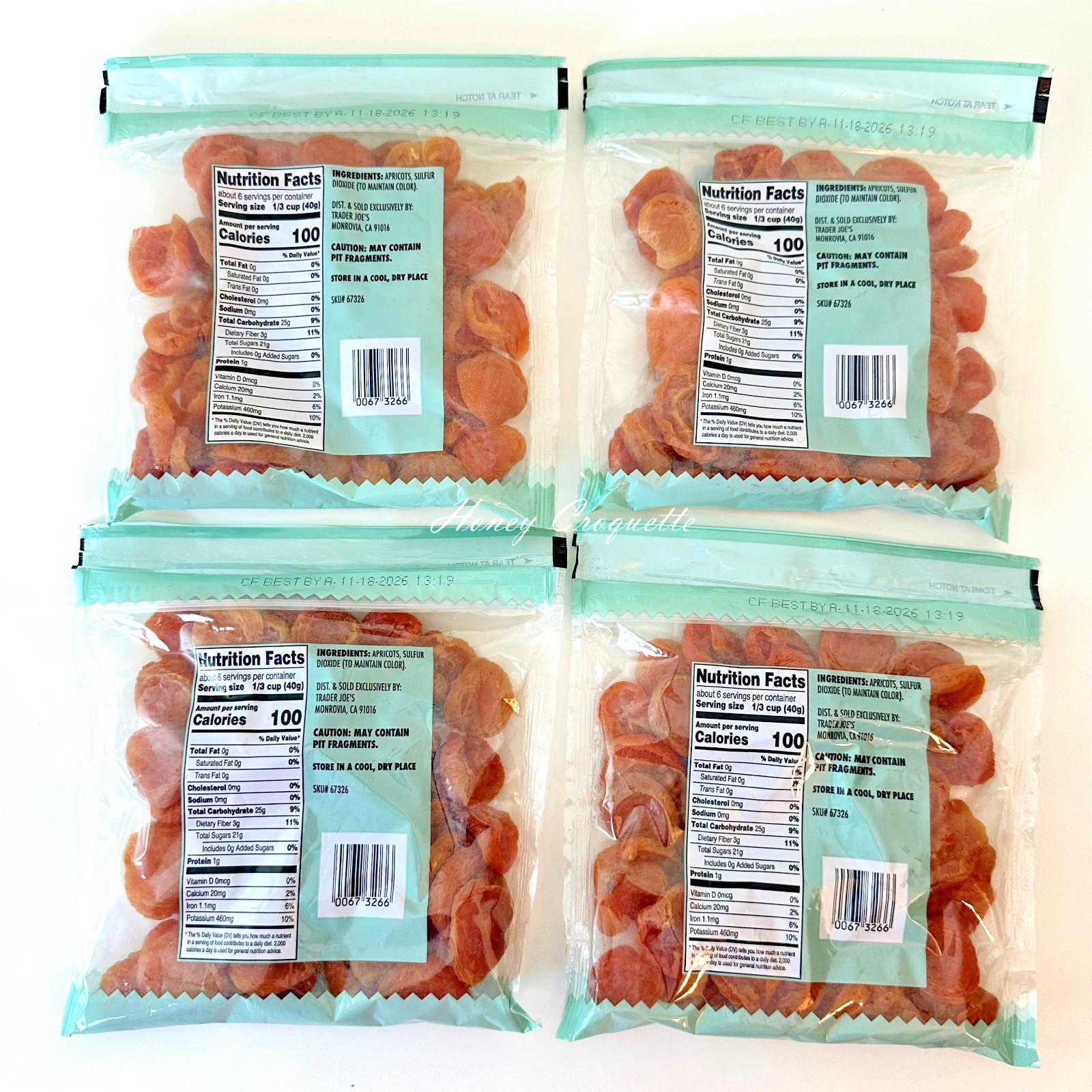4 Pack Trader Joe’s Extra Choice California Apricots Dried & Pitted No Sugar Add