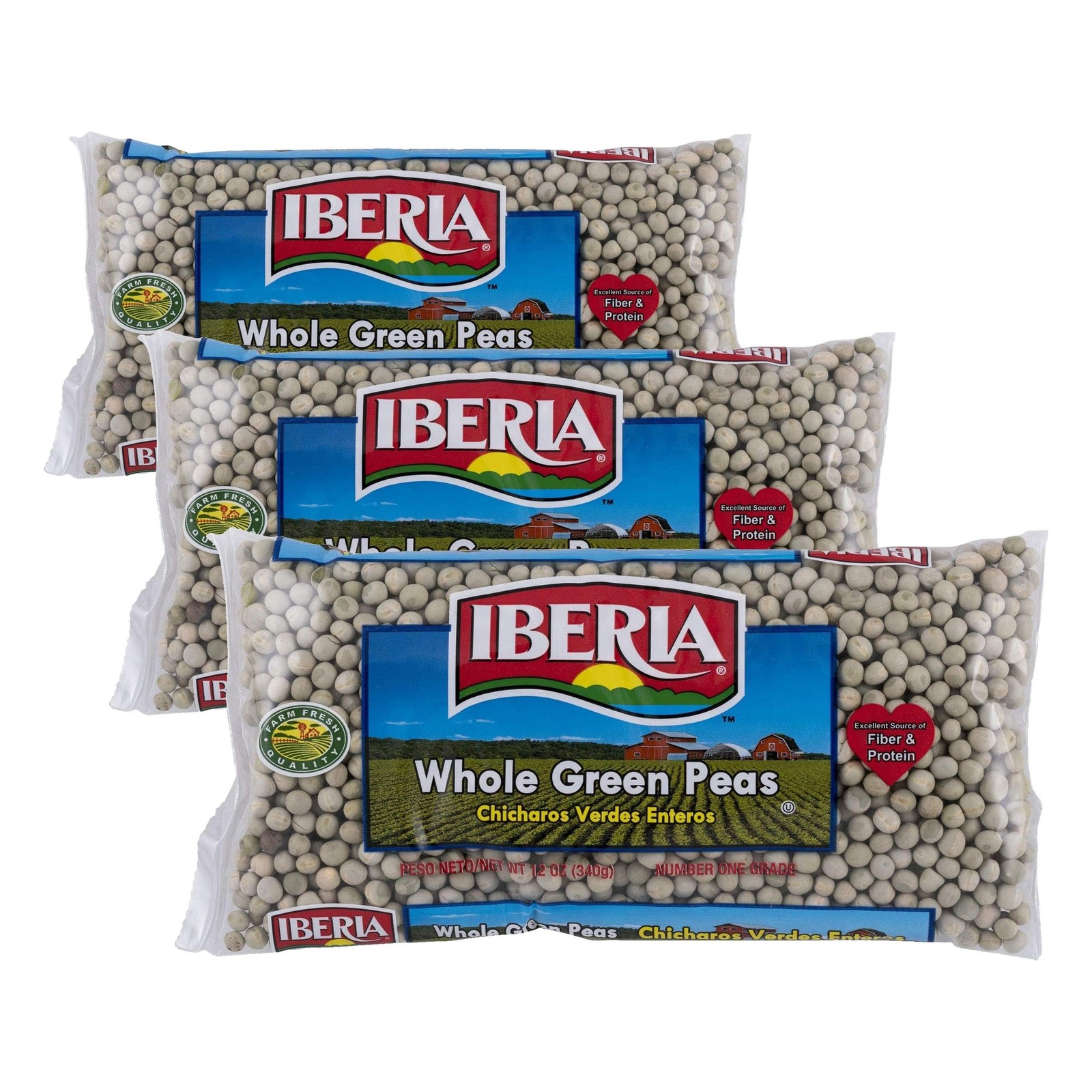 Iberia Whole Green Peas, 12 Oz (Pack of 3) 12 Ounce