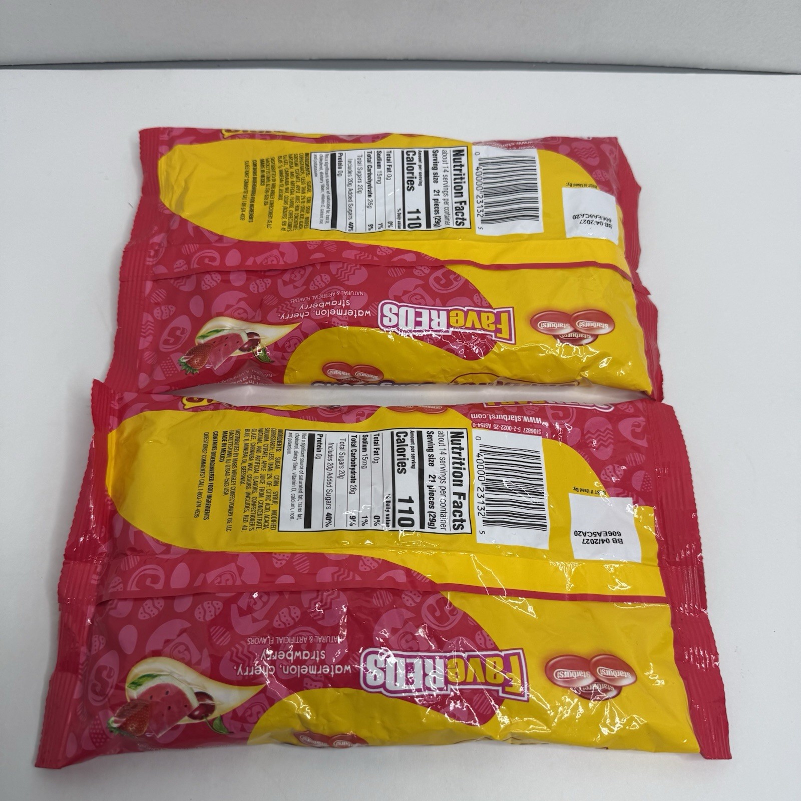Starburst Jellybeans Fave Reds 14oz Bags Lot 2 Watermelon Cherry Strawberry
