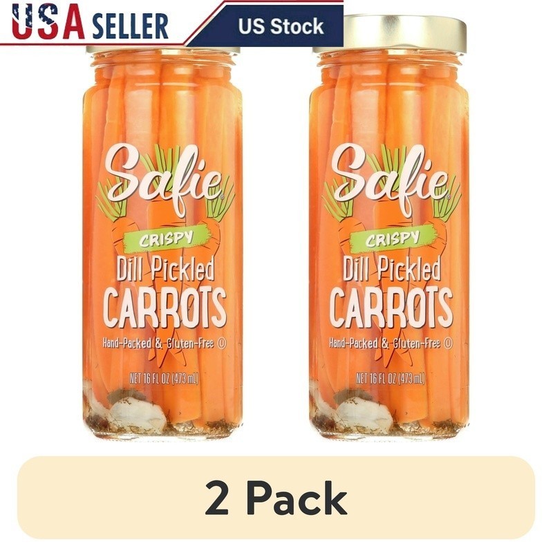 Crispy Dill Pickled Carrots 2 Pack Tangy Crunchy Snack Gluten Free Natural New