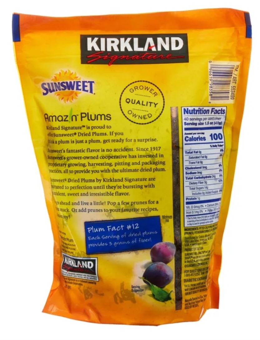 Kirkland Signaturee Whole Dried Plums – Sunsweet Pitted Prunes, 3.5 lbs, Kosher