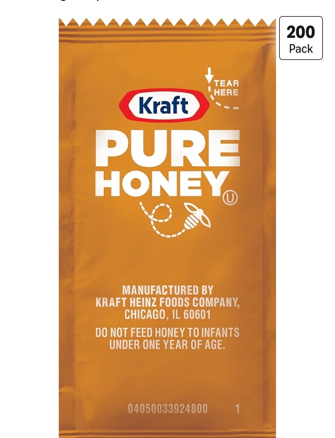 Kraft Honey Single Serve Packet (9 g Packets, Pack of 200)