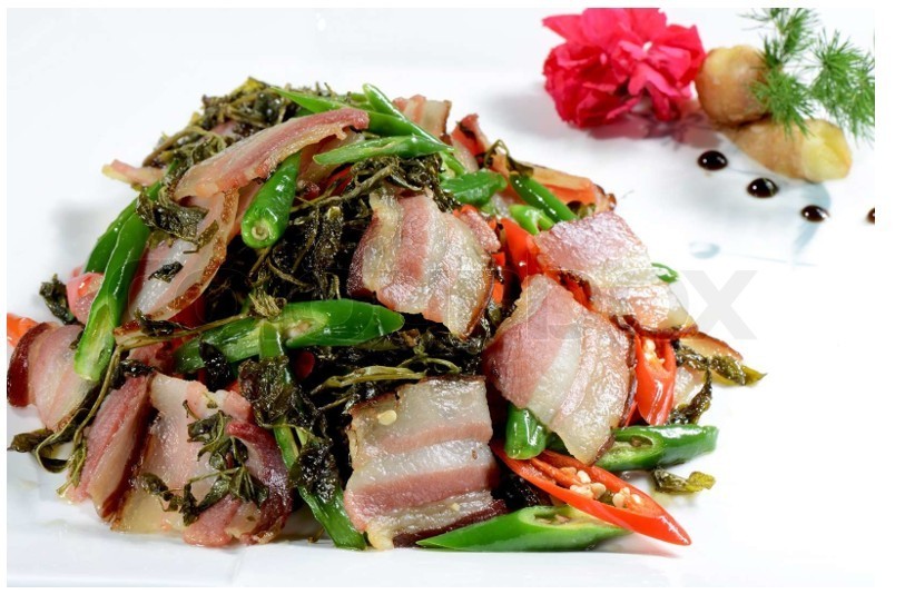 Chinese Style Bacon Cured Pork (Product of USA) Kam Yen Jan 五花腸肉 12 oz./ Pack
