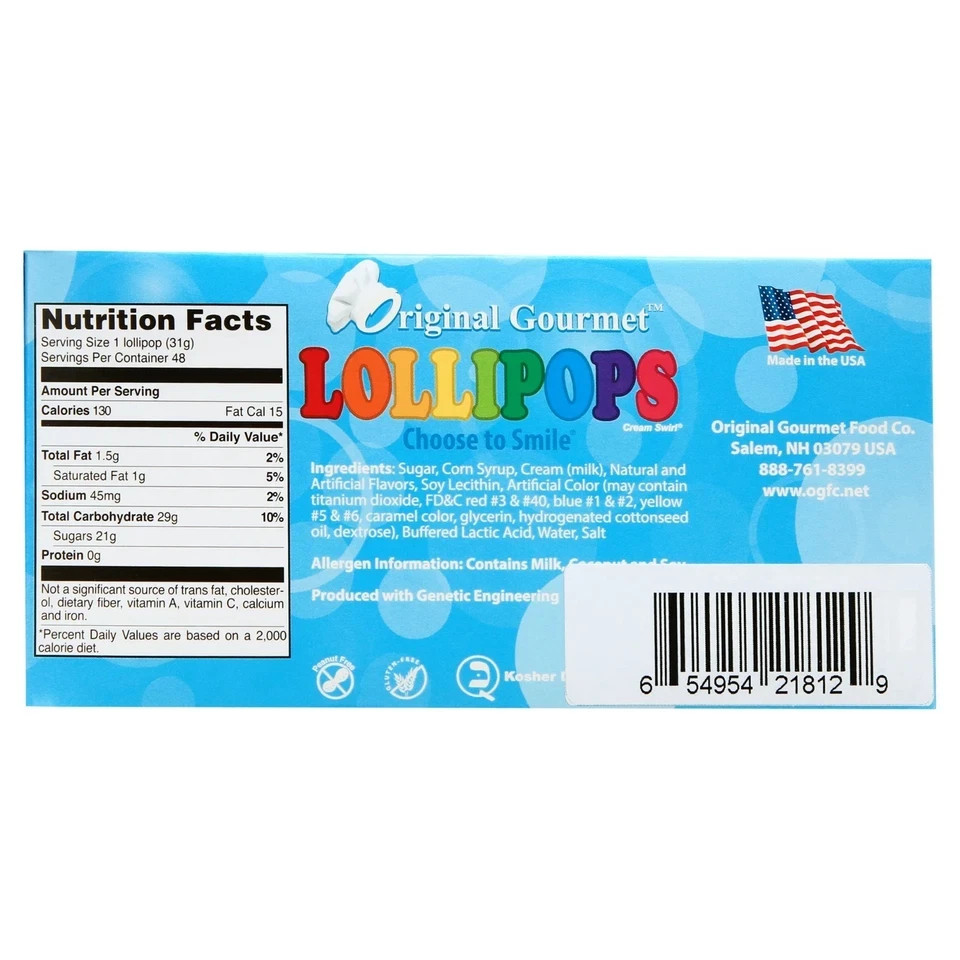 Original Gourmet Cream Swirl Lollipops, 1.1 Oz 48 count