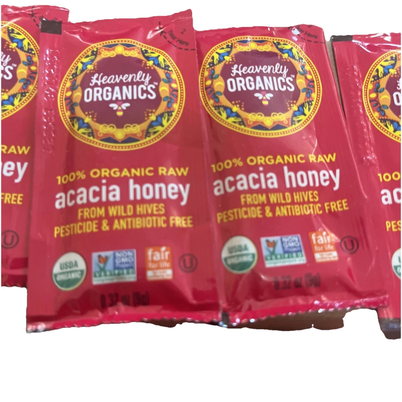 Organic Raw Acacia Honey Heavenly Organics, lot of 40 individual packs wild hive