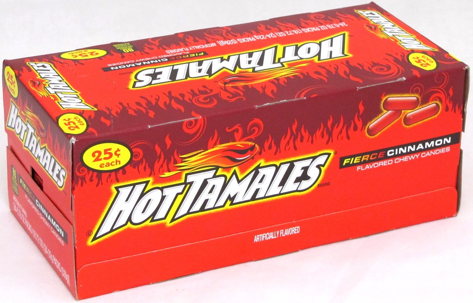 Hot Tamales Fierce Cinnamon Chewy Candy 1 Box of 24 Individual Packs Bulk
