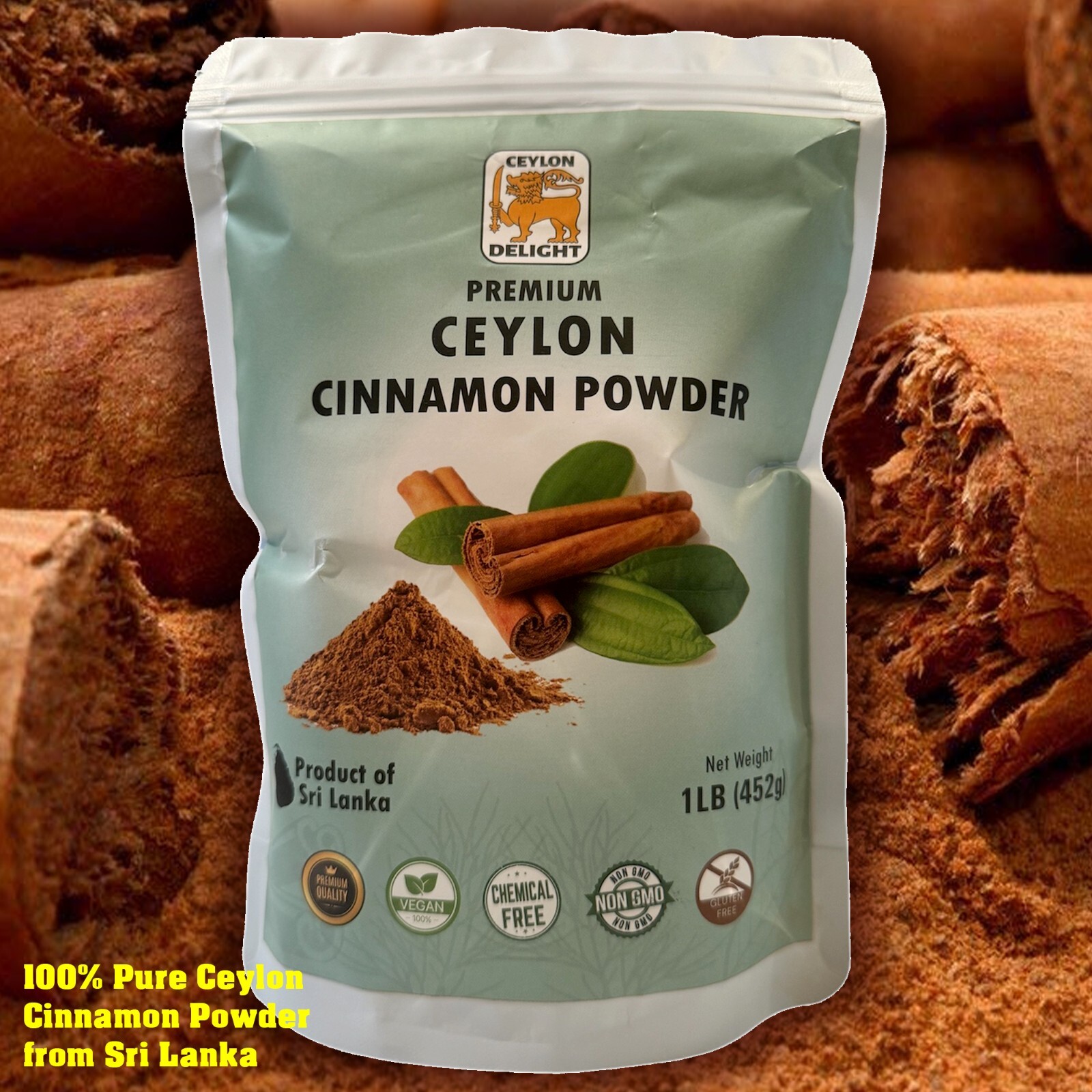 Premium Ceylon Cinnamon Powder, 16 Oz (1 lb)