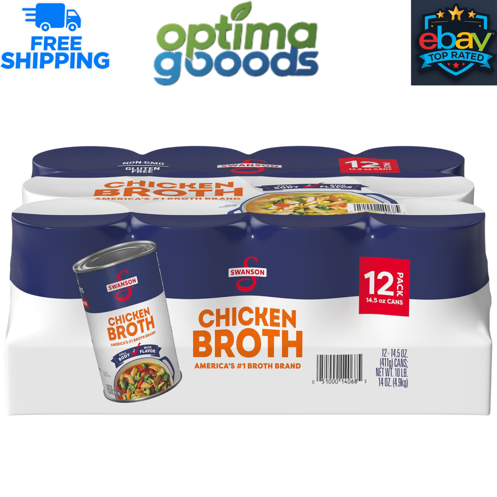 Swanson Chicken Broth, 14.5 oz., 12 pk. – 100% Natural No MSG 99% Fat Free