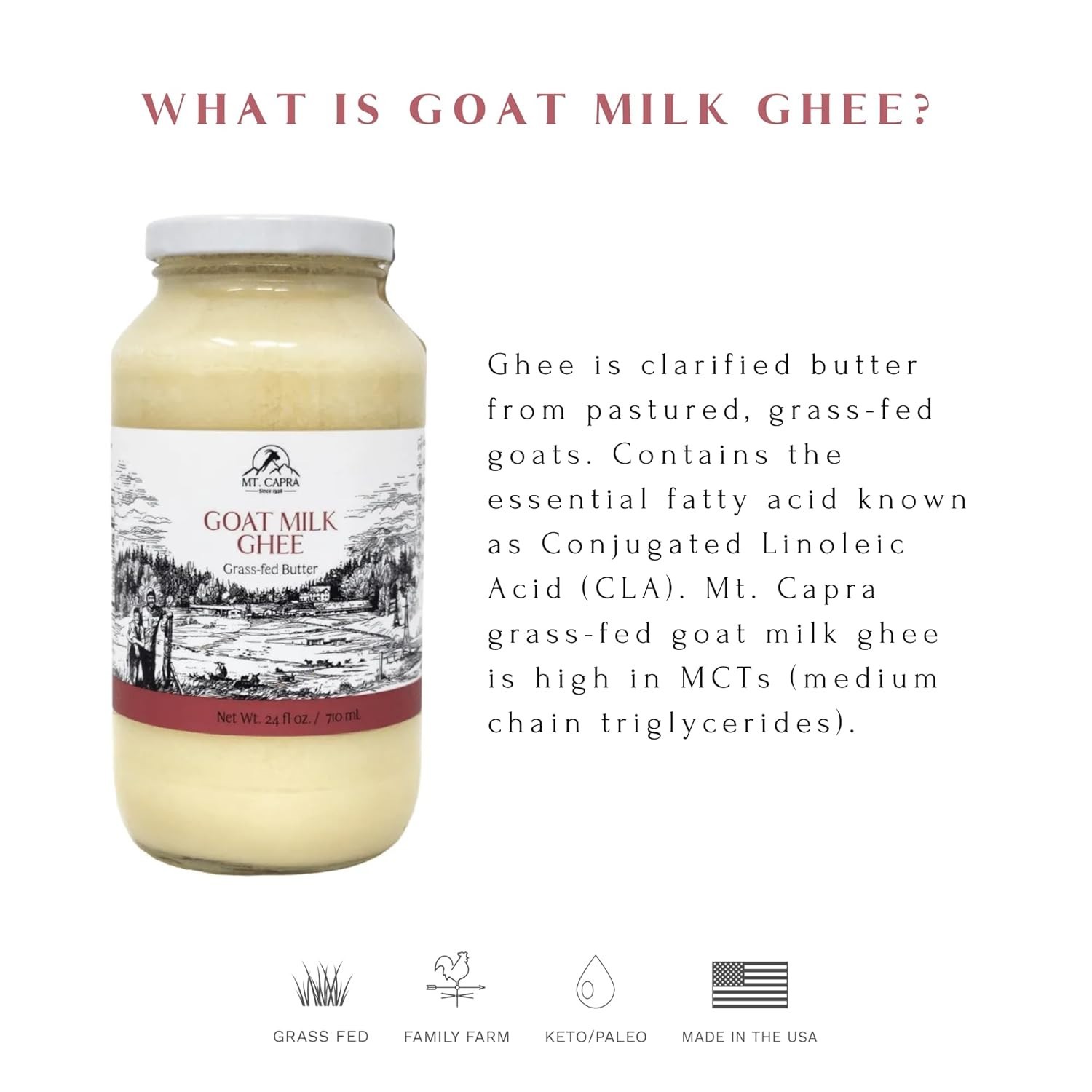 Mt. Capra Goat Milk Ghee | Grass-Fed Clarified Butter High in MCT Oil Perfect…