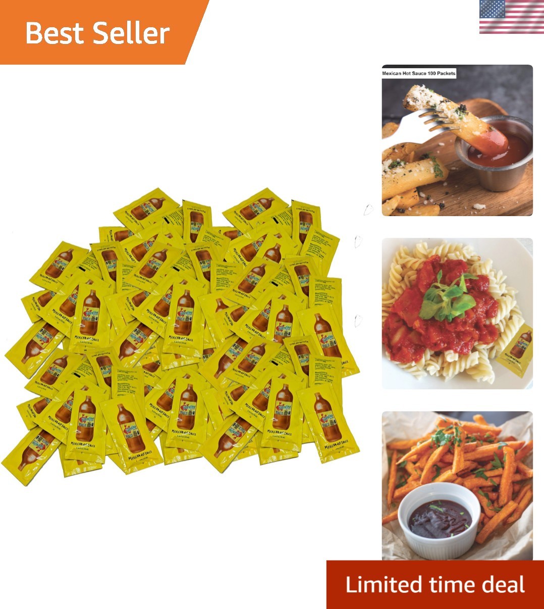 Versatile Valentina Salsa Picante Hot Sauce | 0.3 oz Packets x 100 for Dipping