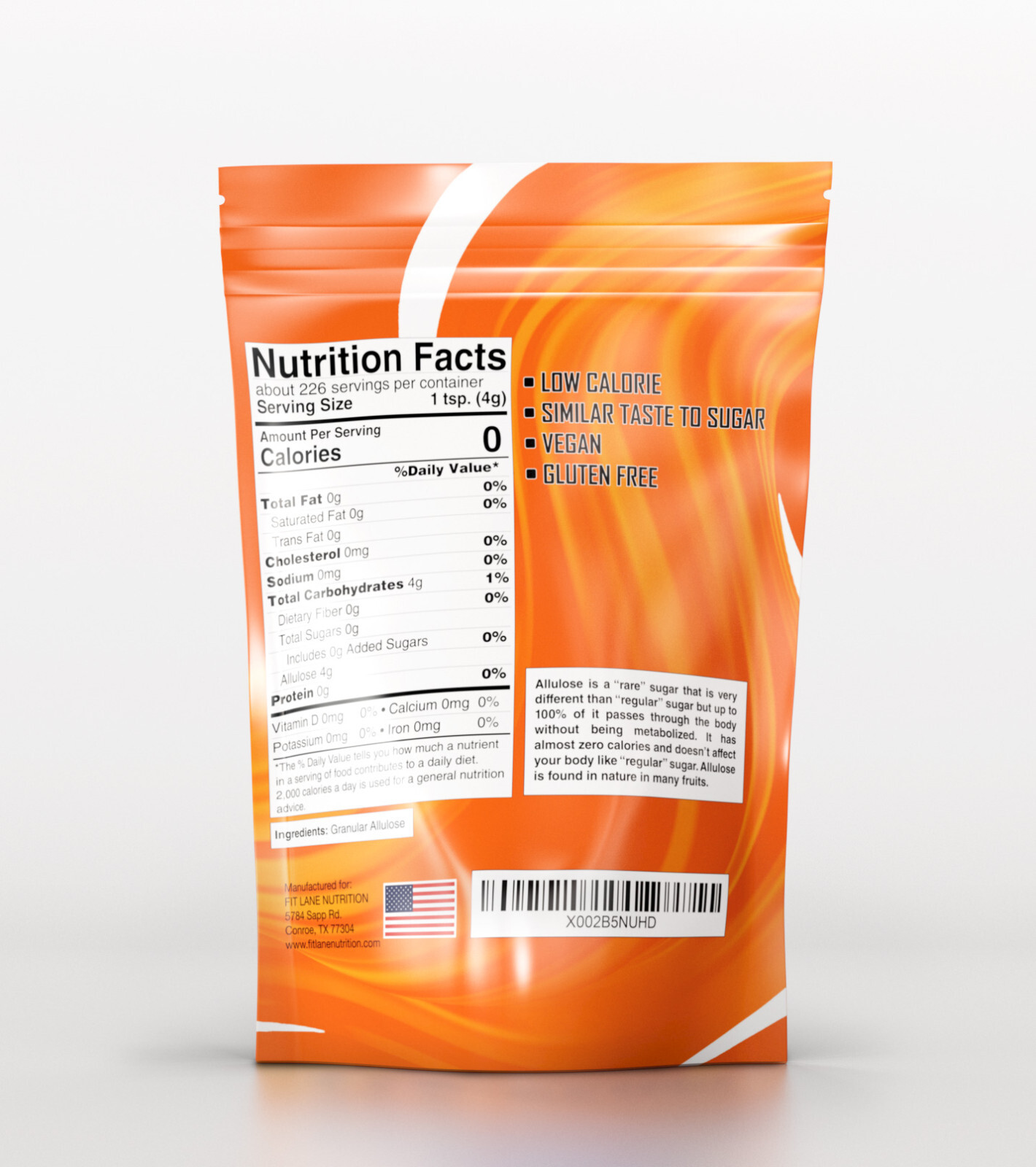 Allulose Sweetener 2 LBS, 100% Pure Zero Net Carb Natural Keto Sweetner