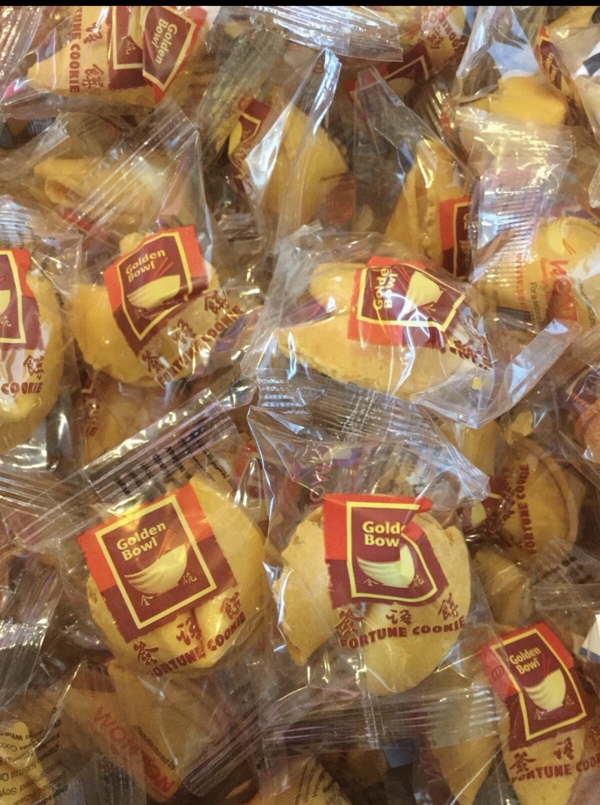 200 pcs Golden Bowl Fortune Cookies Individually Wrapped «Free Shipping»