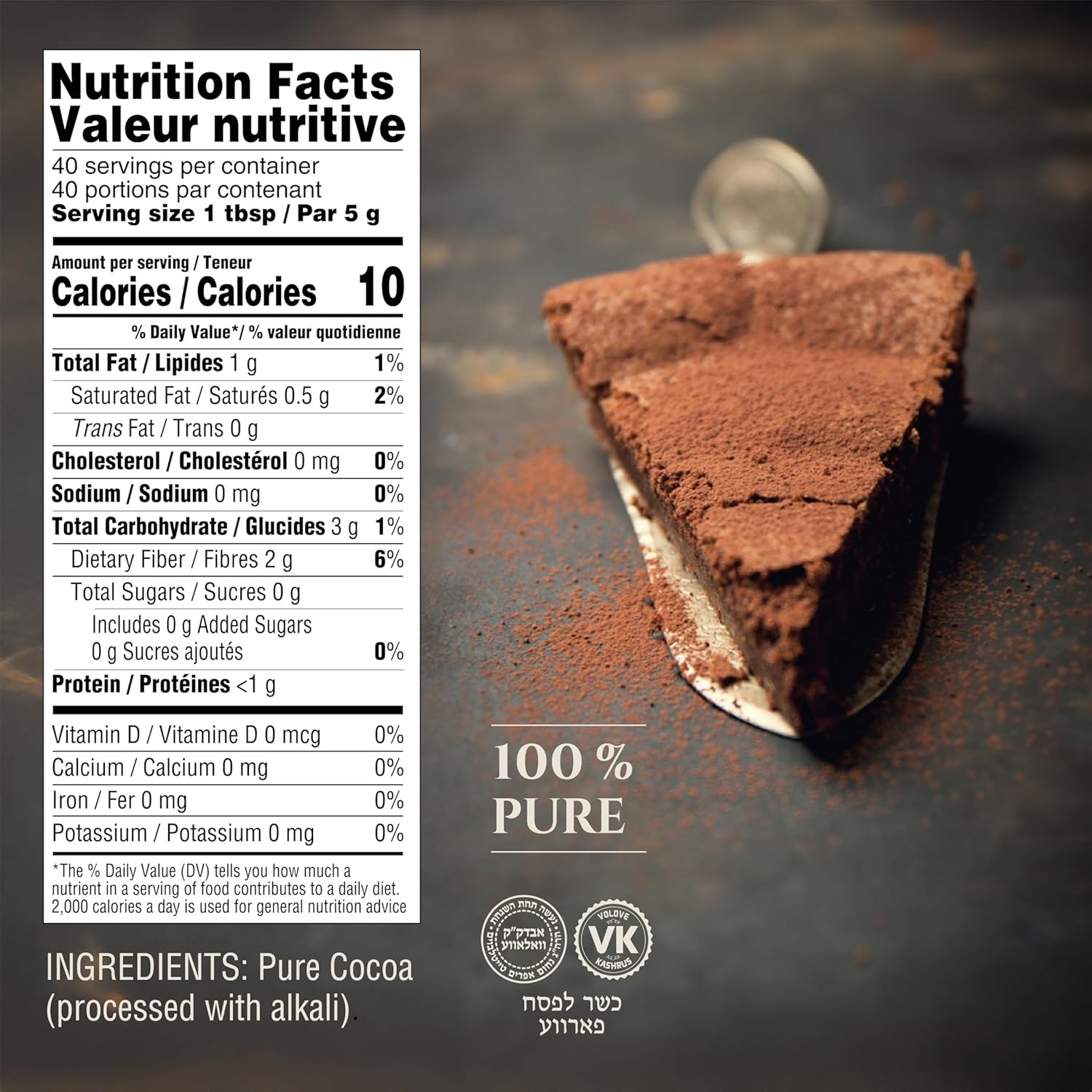100% Pure Premium Dutch Processed Cocoa Powder, 16oz (2 Pack) | High-Fat (20%)