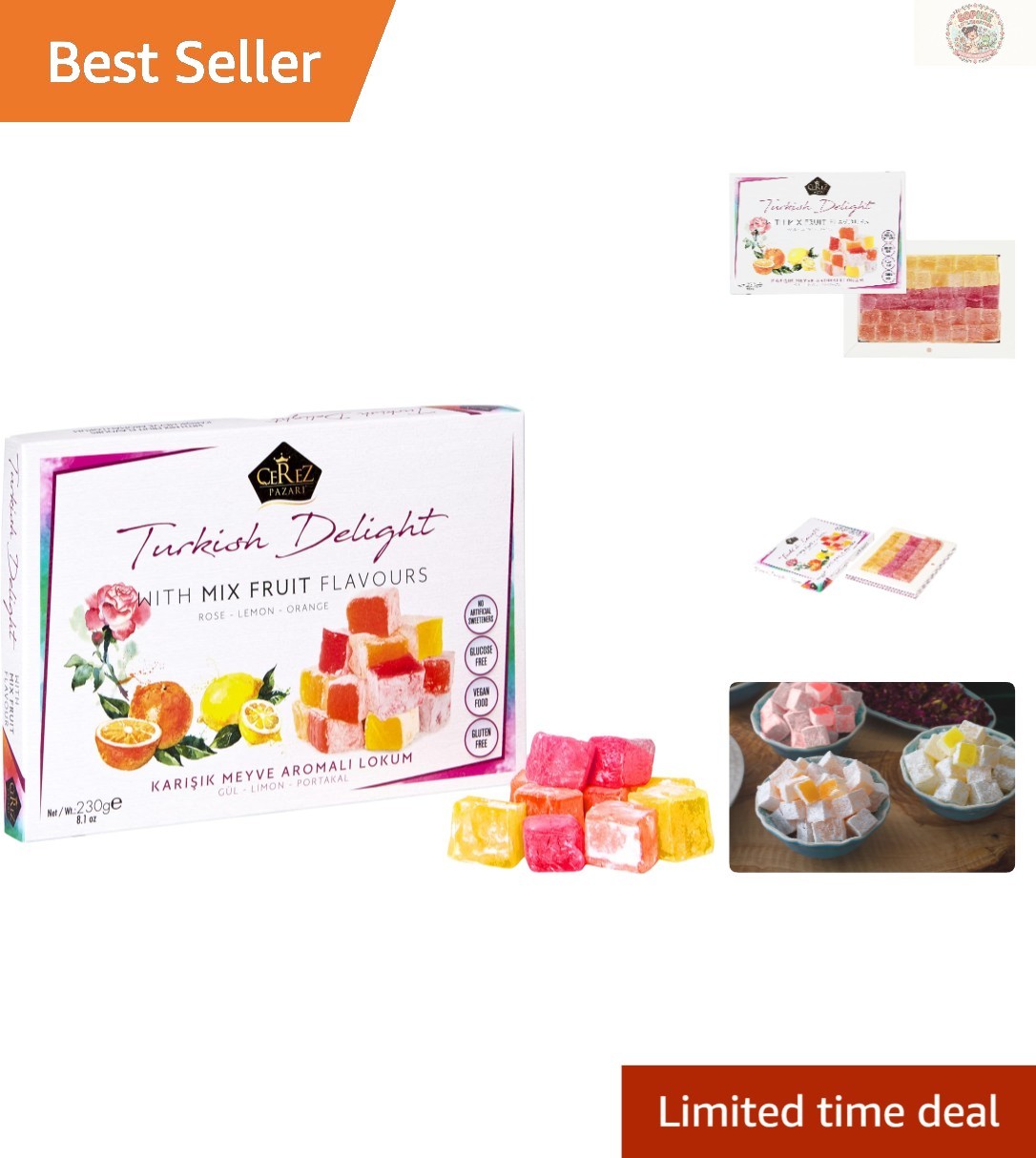 Cerez Pazari Luxury Turkish Delight – 8.1 Oz Gift Box for All Occasions