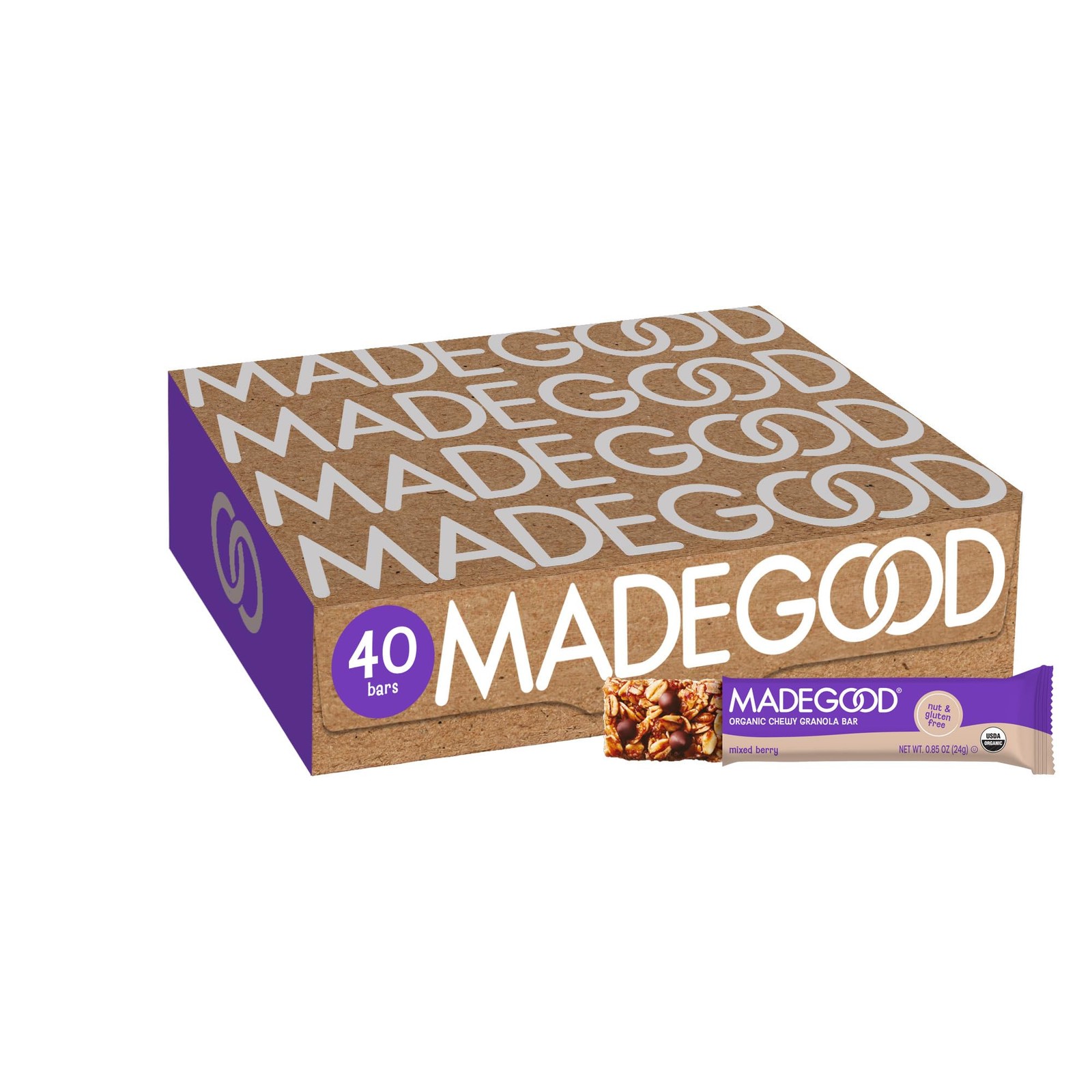 MadeGood Mixed Berry Granola Bars (40 Count – 0.85 Oz Each) Gluten Free and O…