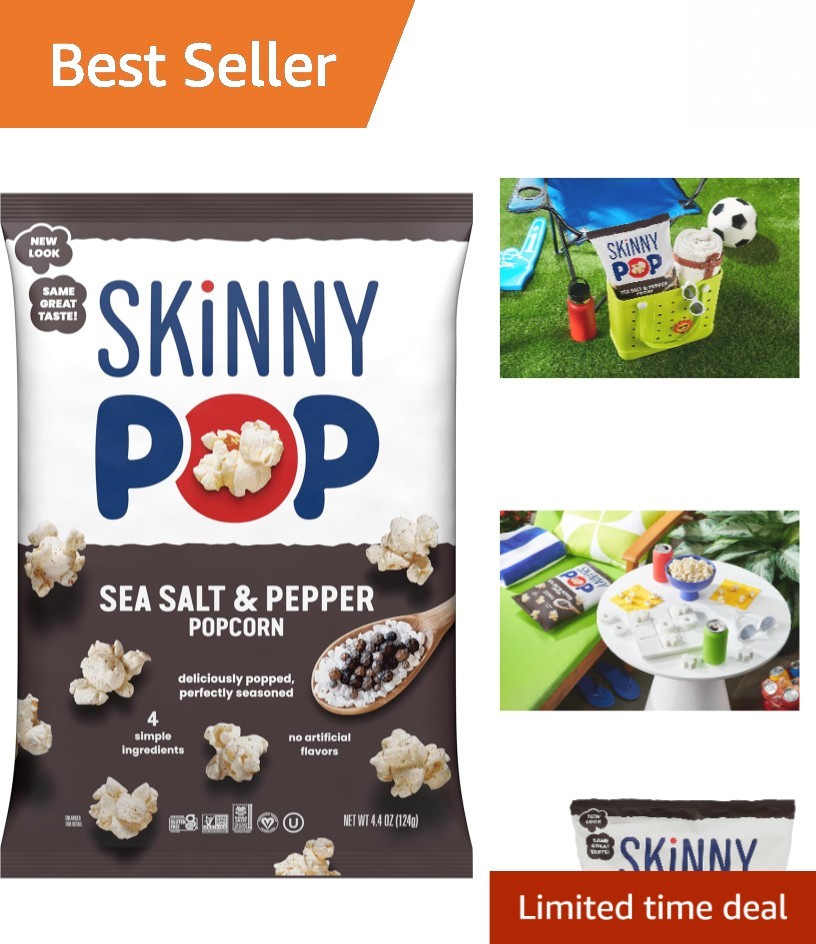 Deliciously Popped Sea Salt & Pepper Popcorn – 4.4oz Perfect Snack Anytime
