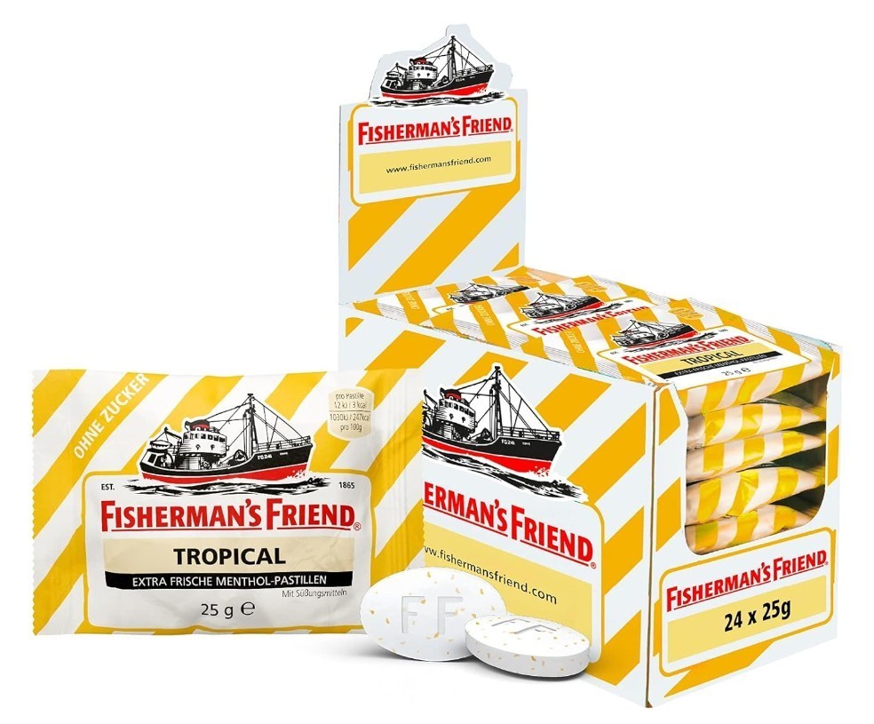 24x Fishermen’s Friend Tropical 25g Sugar Free Vegan – Ships from Germany!