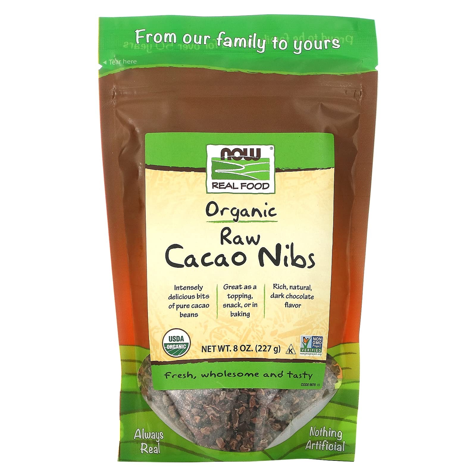 Organic Cacao Nibs 8 Ounce Rich Chocolate Flavor Keto Snack Baking Topping