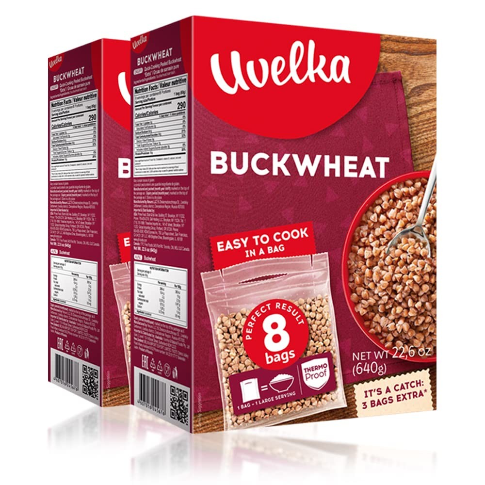 Uvelka Buckwheat BOIL-IN-BAG 8 Bags 80 Gr (Pack of 2) 2.82 Ounce 16)