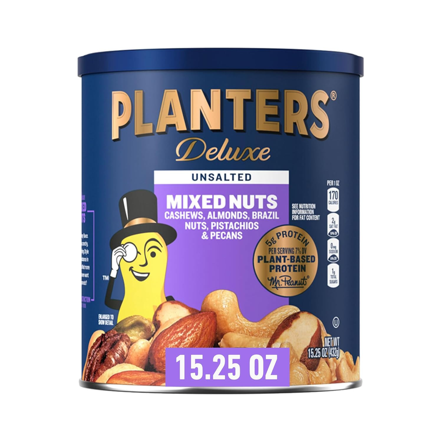 Unsalted Mixed Nuts, Cashews, Pistachios, Almonds, Brazil Nuts, and Pecans, 5G (