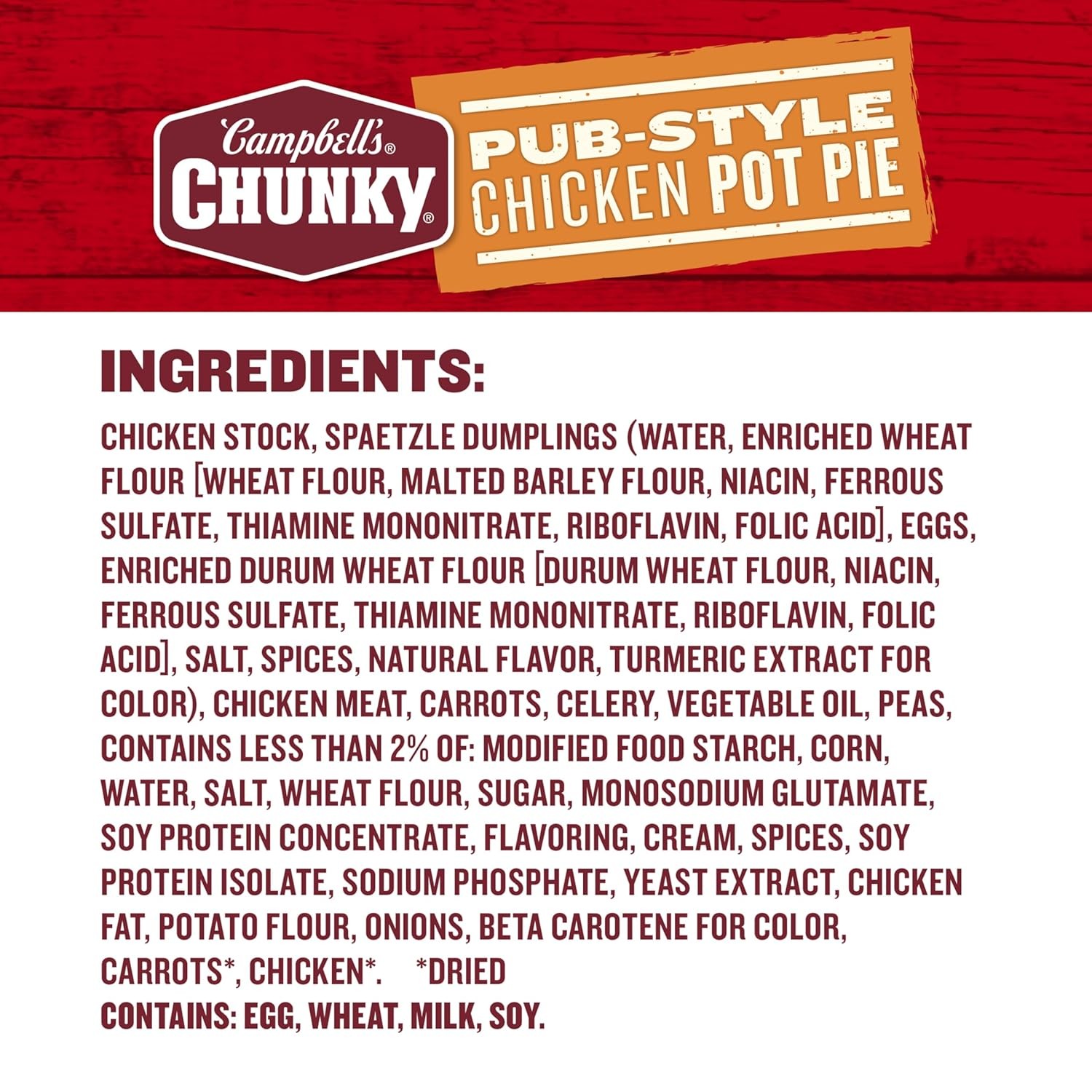 Campbell’s Chunky Soup, Pub-Style Chicken Pot Pie Soup, 18.8 oz Can