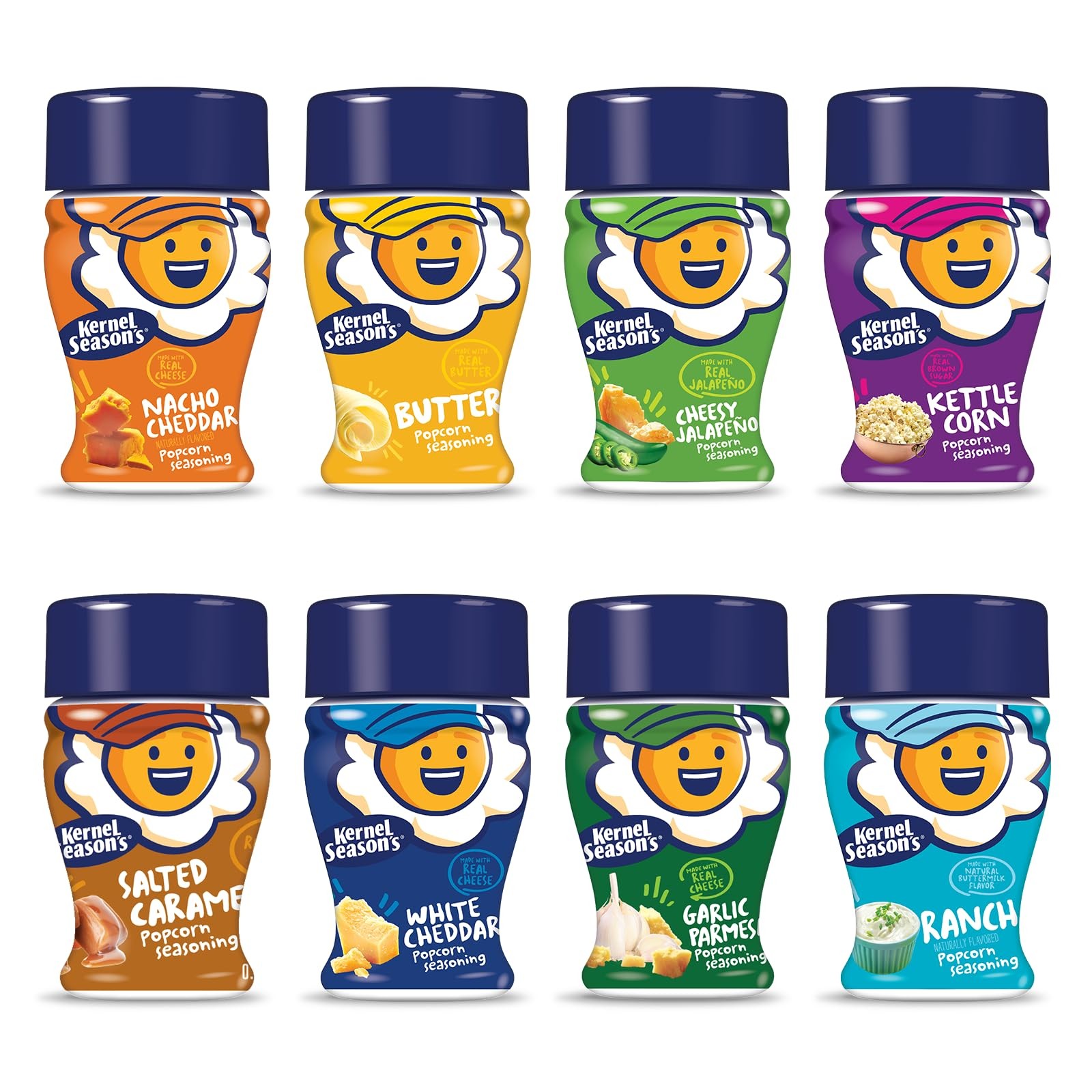 Kernel Season’s Popcorn Seasoning Mini Jars 0.9 Ounce (Pack of 8), Multicolor