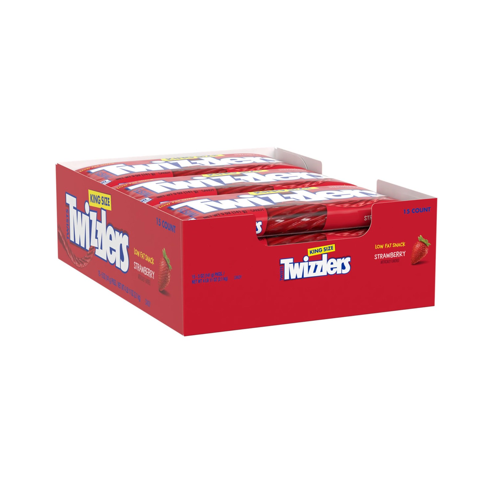 TWIZZLERS Twists Strawberry Flavored Chewy Candy, Bulk Low Fat, 5 oz King Size P