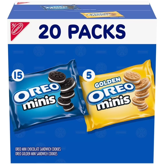 OREO Minis Sandwich Cookies Variety Pack, Original Creme and Golden OREO, 20 Sna