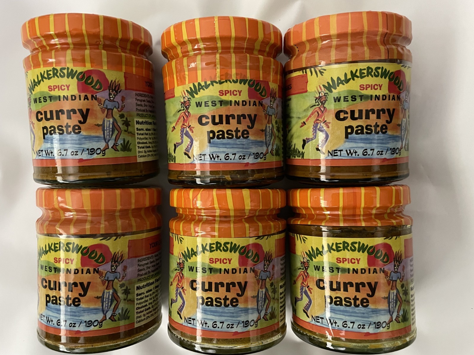6 Pack Walkerswood Spicy West Indian Curry Paste Size 6.7 oz Authentic Jamaican