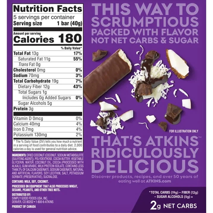 (2 pack) Chocolate Coconut Snack Bars 5 Count Boxes Individually Wrapped Treats