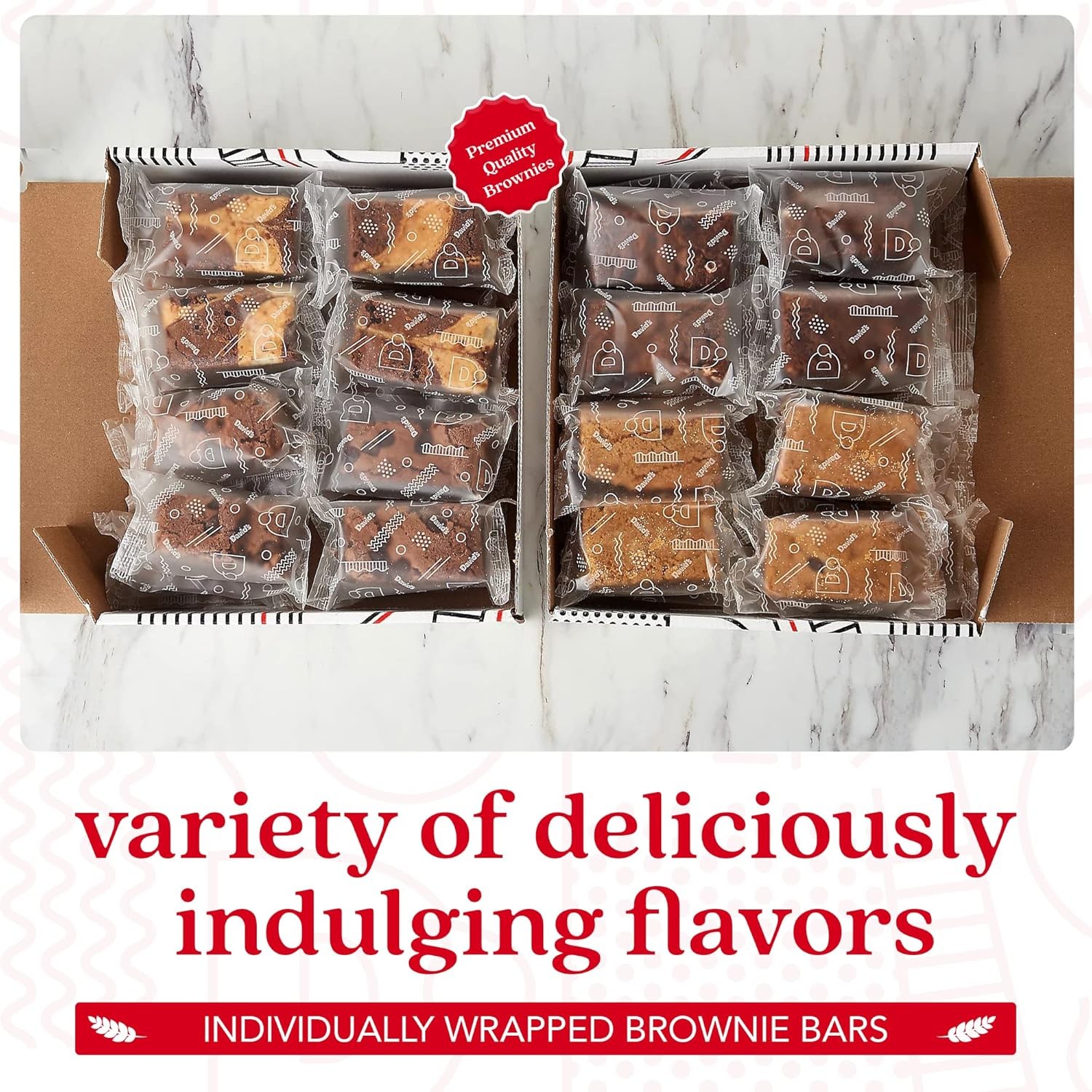 David’s Cookies Assorted Gourmet Brownies 12 Pcs Fresh Baked Fudge Chocolate
