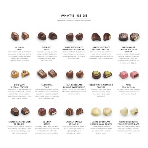 Godiva Assorted Belgian Chocolate Gift Box, Dark & Milk, 30 Pc