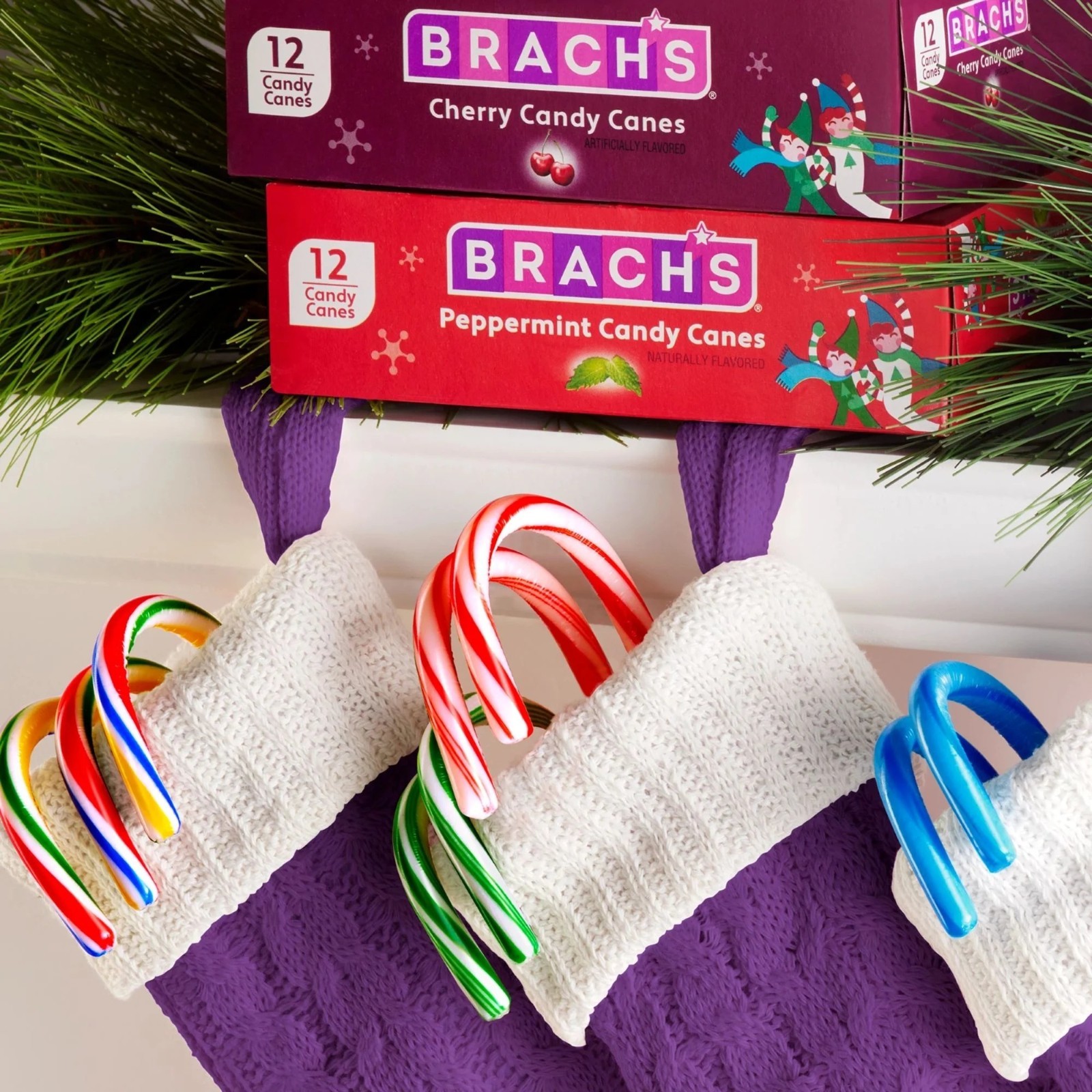 Brach’s Holiday Christmas Cherry Candy Canes 12 Count – 2 Boxes