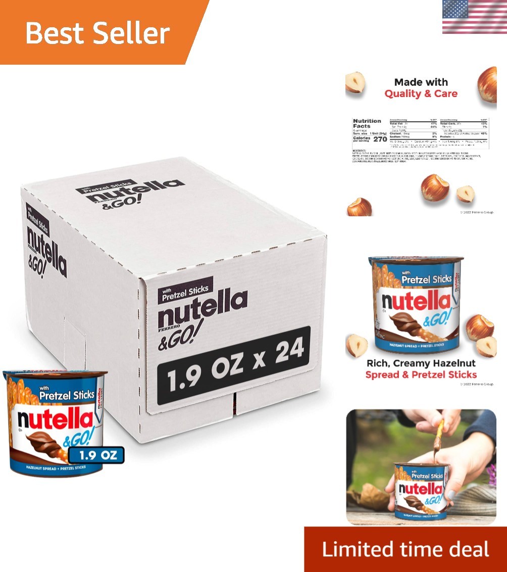 GO! Hazelnut Cocoa Spread Cups with Pretzel Sticks – 24 Convenient Snack Sizes