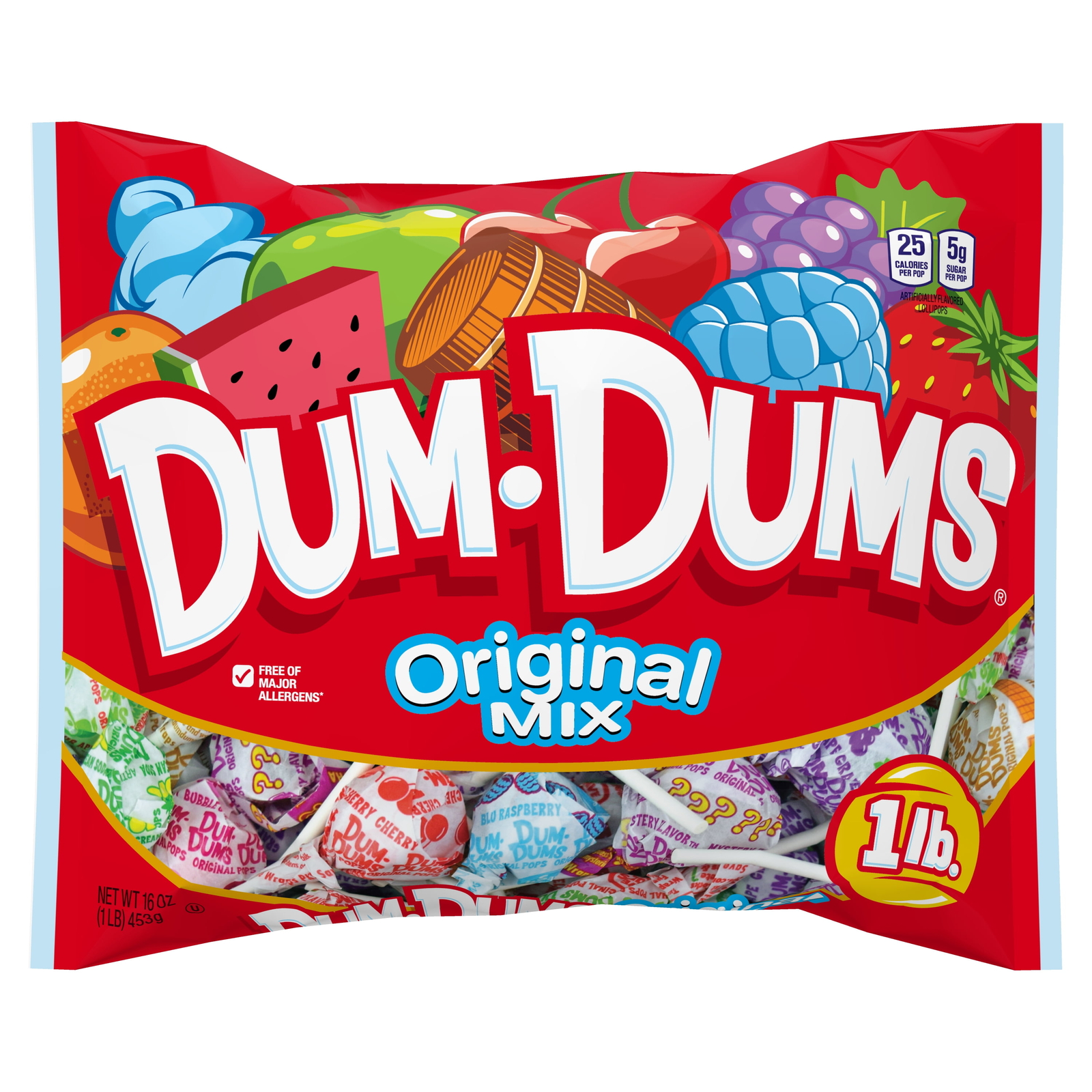 Dum Dums Original Mix Suckers, Party Candy, 16oz Bag Free Shipping New