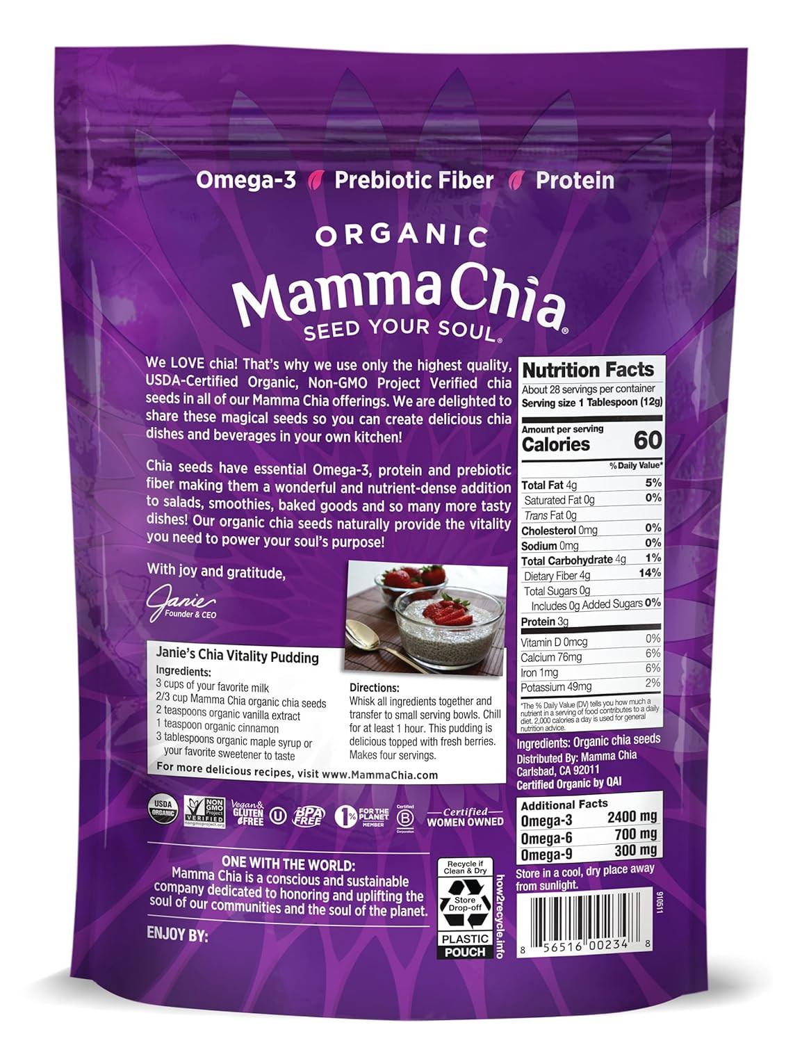 Organic Seeds, White, 12 Ounce (Pack of 1). USDA Organic, Non-Gmo, Vegan, Gluten