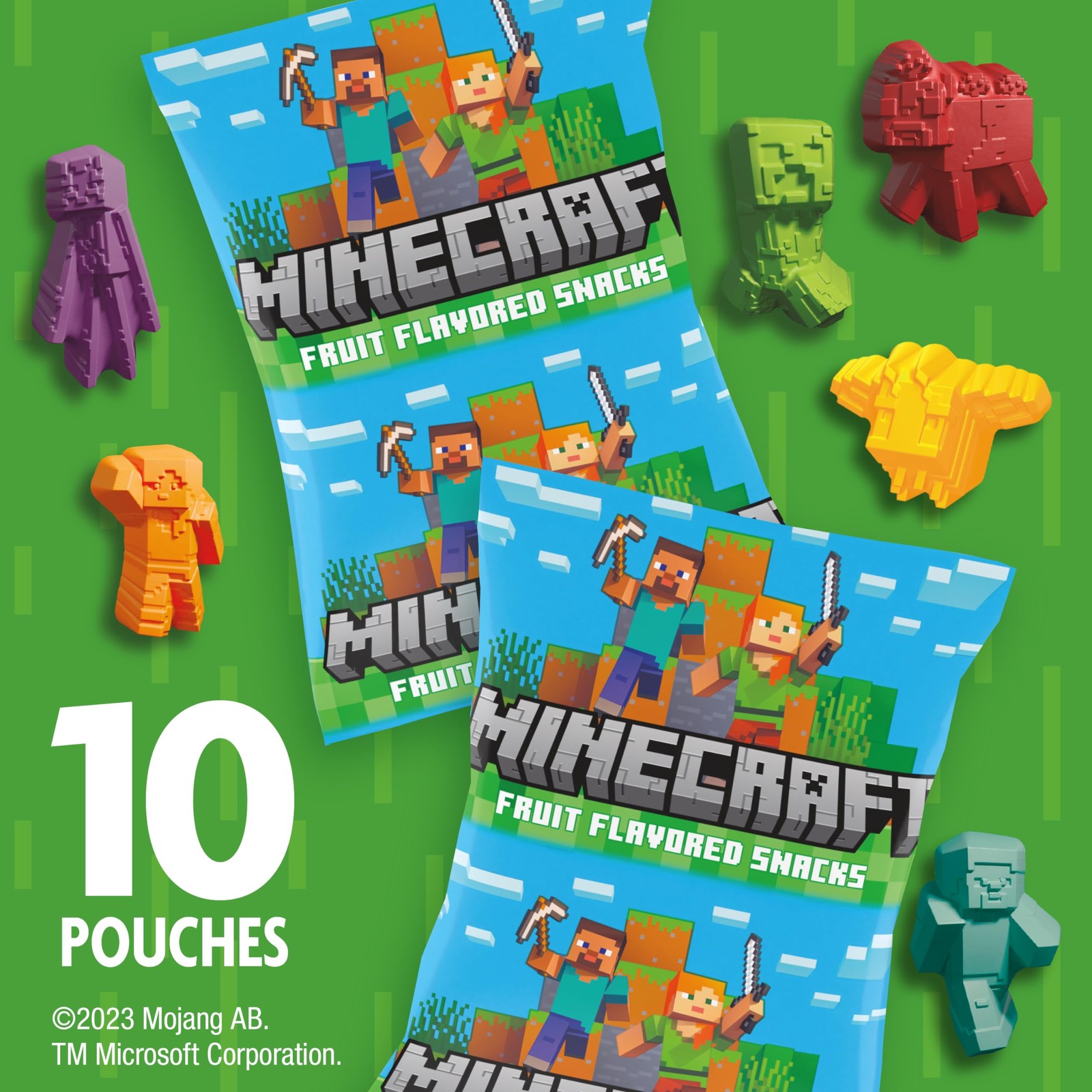 Minecraft Fruit Flavored Snacks, Fat Free and Gluten Free Snacks, 8 oz 10pk