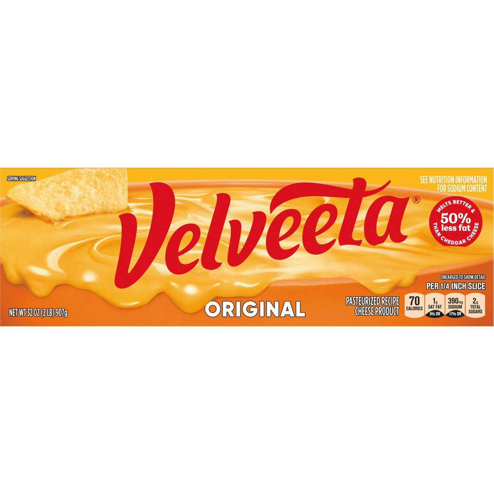 Velveeta Original Cheese Block 32 oz Smooth Melting Dip Sauce Classic