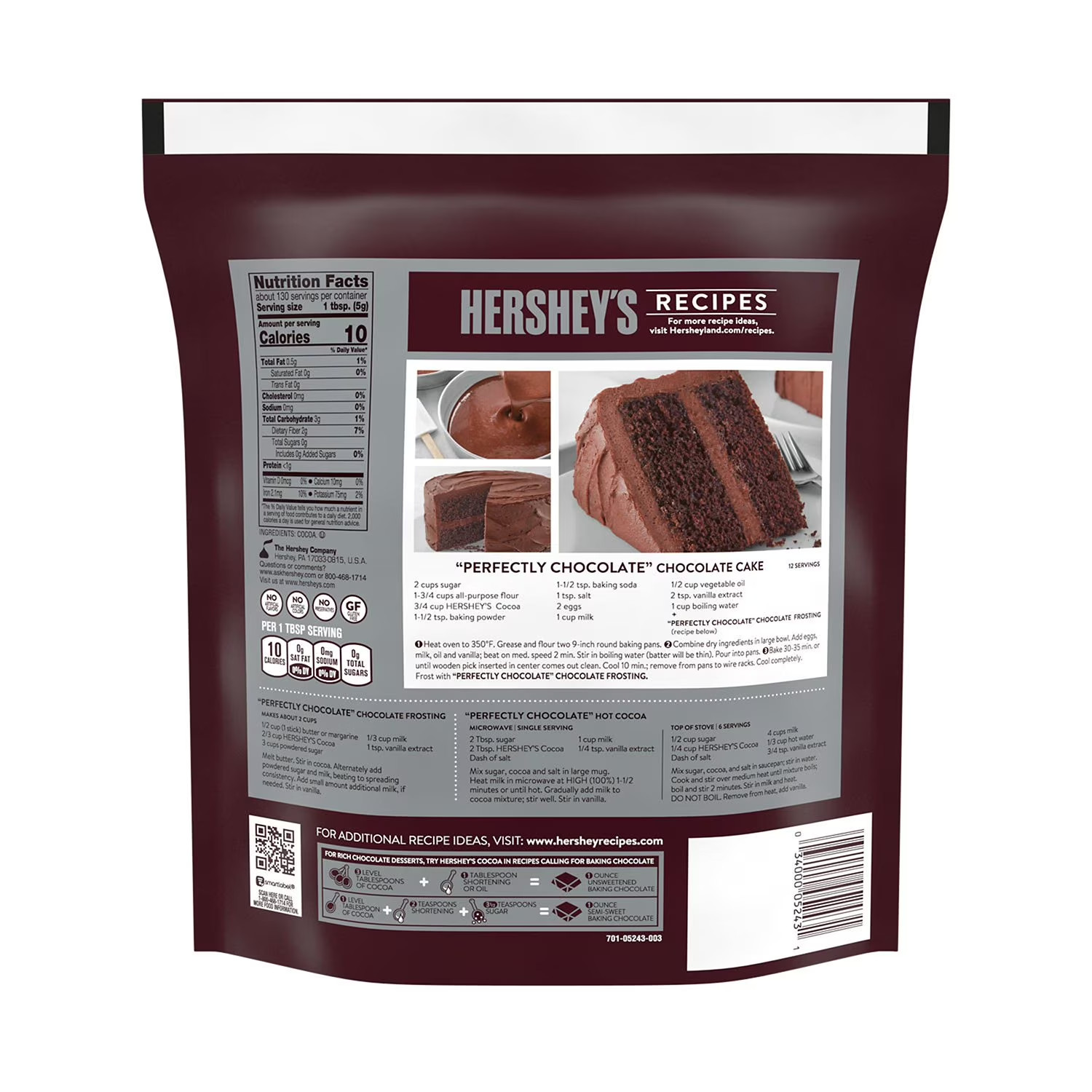 HERSHEY’S 100% Cacao Natural Unsweetened Cocoa, 23 oz. Non GMO Gluten Free