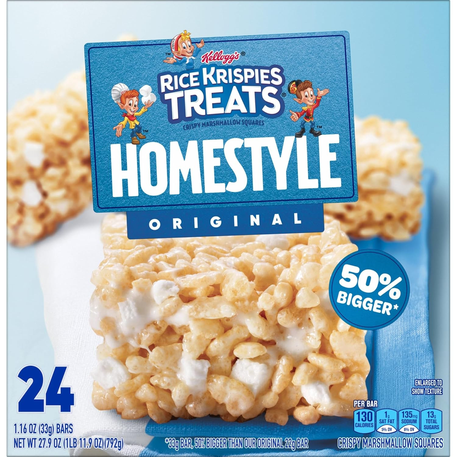 Homestyle Crispy Marshmallow Squares, Kids Snacks, Snack Bars, Original, 27.9Oz