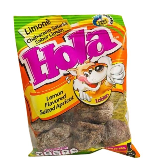 Hola Saladitos Mexican Candy Salted Apricot Lemon Flavored 1.2oz Each 12 Pieces