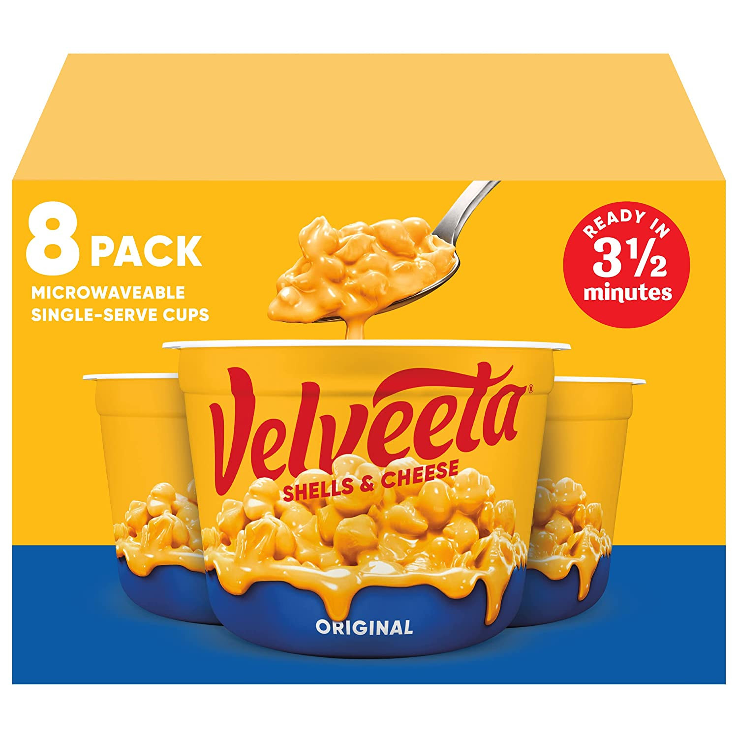 Velveeta Shells & Cheese Original Microwaveable Shell Pasta & Cheese Sauce, 8 Ct