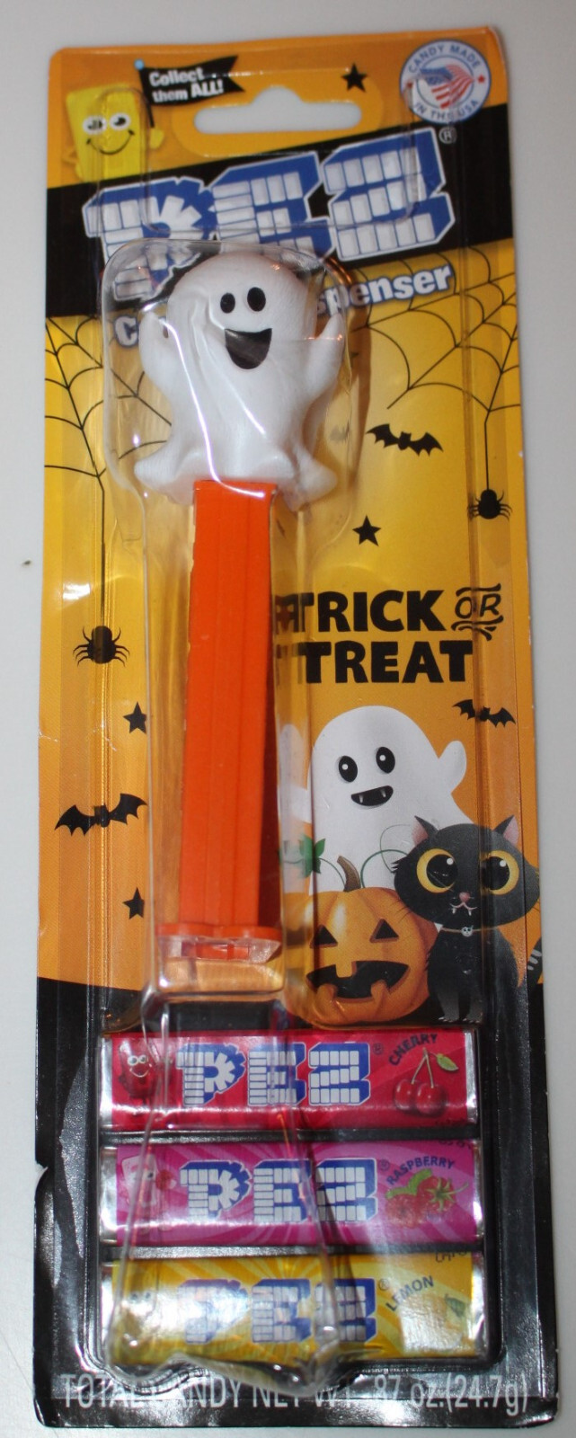 Pez Dispenser Halloween w 3 Candy Rolls – Baby Ghost – Best By 03/28 – Sealed
