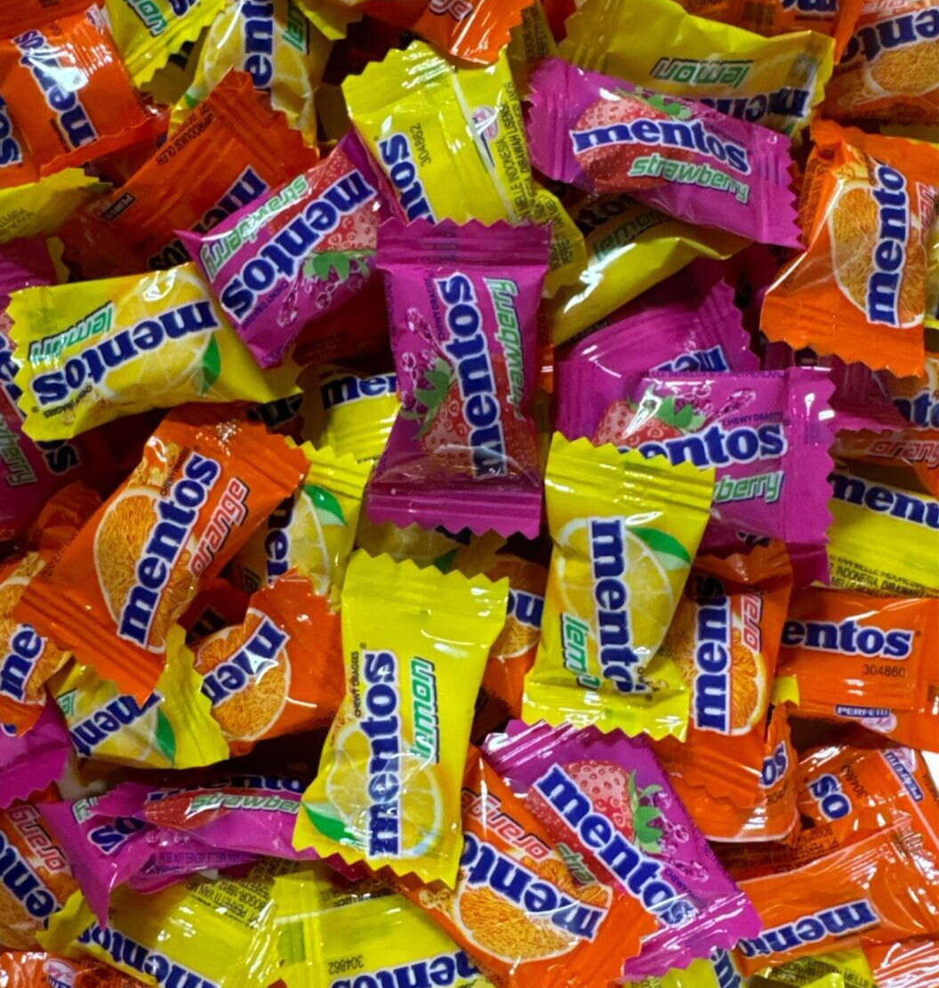MENTOS FRUIT Chewy Candy, Strawberry, Orange, Lemon – Fun Size Minis (2 Pounds)