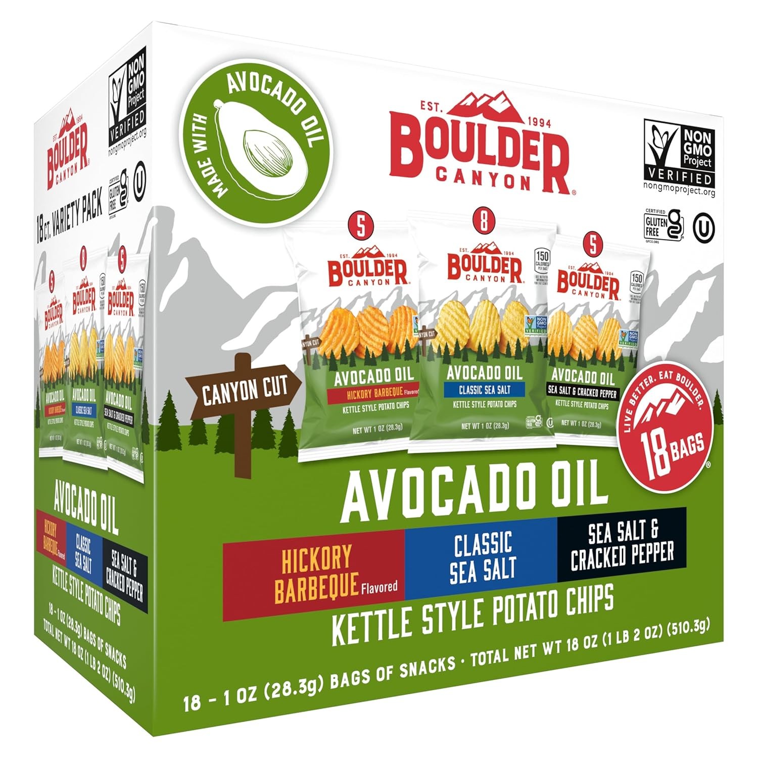 Avocado Oil Gourmet Potato Chips Variety Pack Boulder Canyon Small Batch